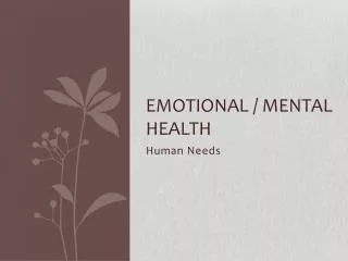 Emotional / Mental Health