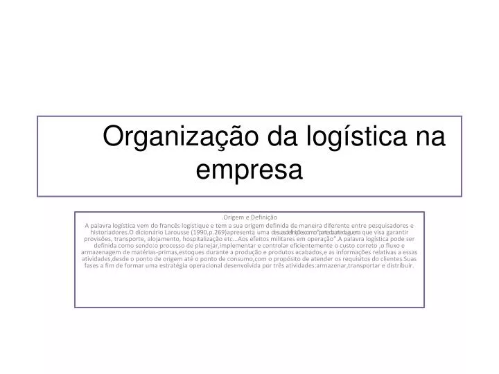 organiza o da log stica na empresa