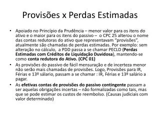provis es x perdas estimadas