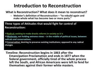 Introduction to Reconstruction