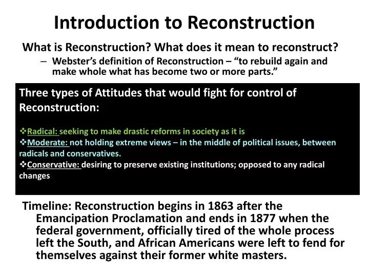 introduction to reconstruction