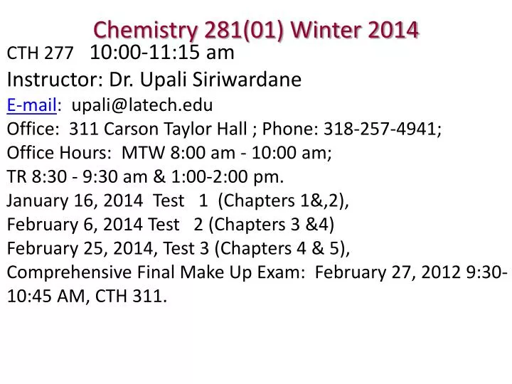 chemistry 281 01 winter 2014