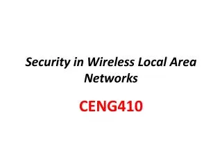 Security in Wireless Local Area Networks