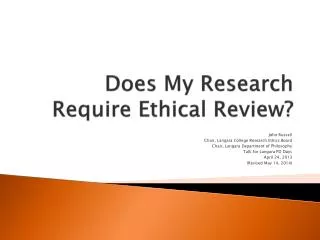 Does My Research Require Ethical Review?