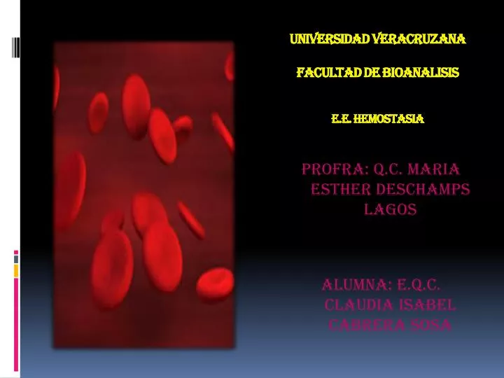 universidad veracruzana facultad de bioanalisis e e hemostasia