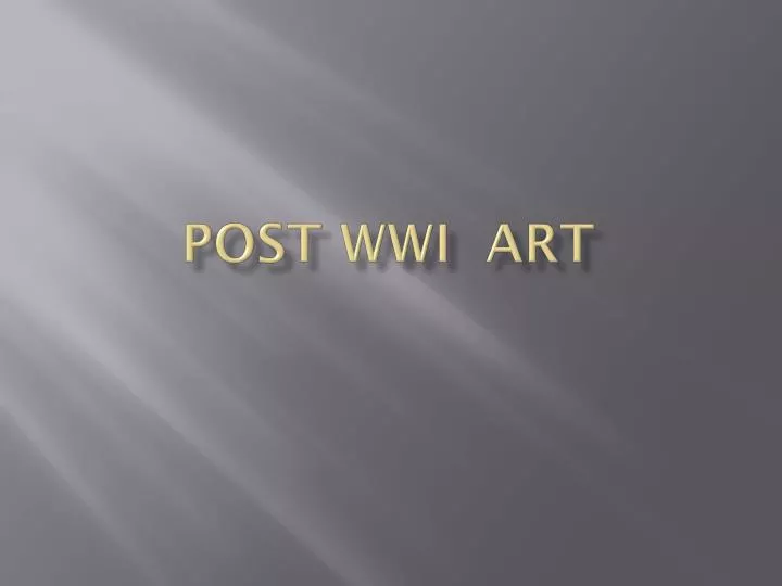 post wwi art