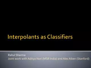 Interpolants as Classifiers