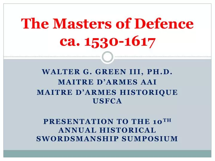 the masters of defence ca 1530 1617