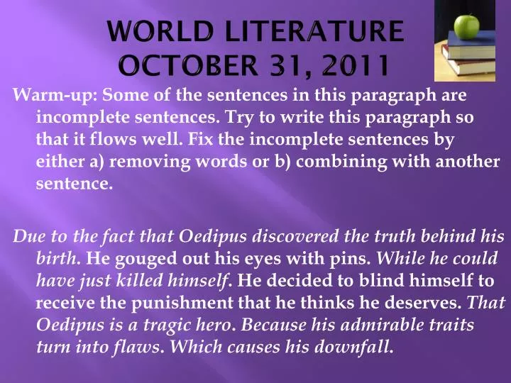 world literature october 31 2011