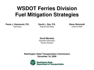 WSDOT Ferries Division Fuel Mitigation Strategies