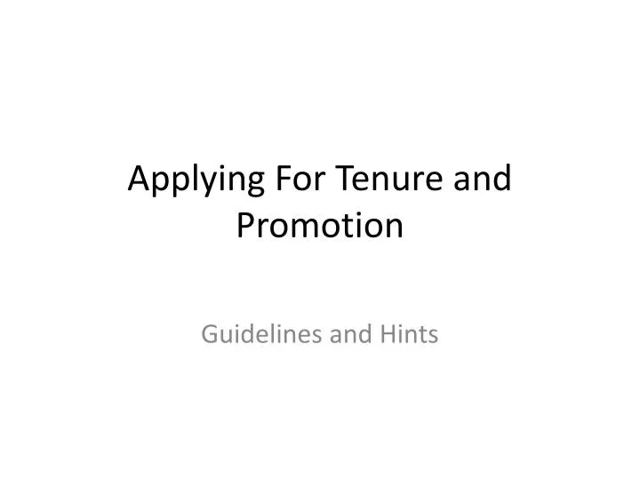 applying for tenure and promotion