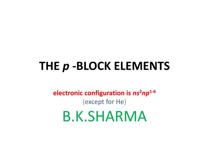 the p block elements