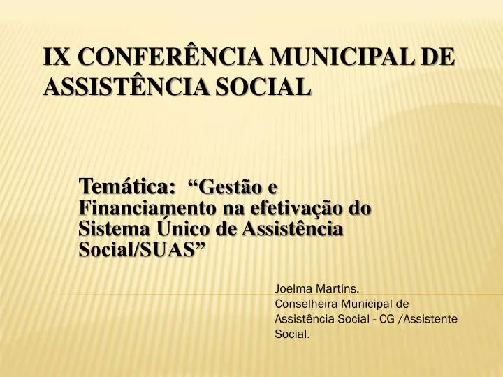 tem tica gest o e financiamento na efetiva o do sistema nico de assist ncia social suas