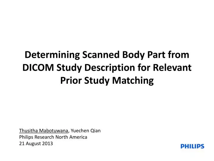 determining scanned body part from dicom study description for relevant prior study matching