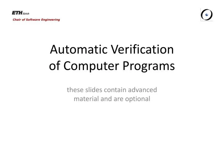 automatic verification of computer programs