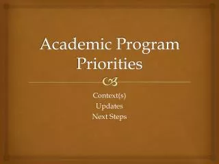 Academic Program Priorities
