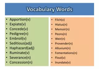 Vocabulary Words