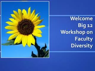 Welcome Big 12 Workshop on Faculty Diversity