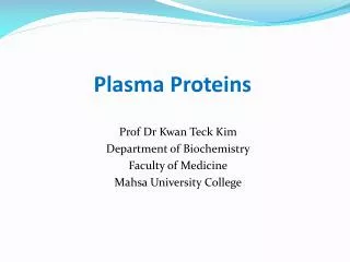 Plasma Proteins