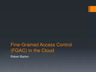 Fine-Grained Access Control (FGAC) in the Cloud
