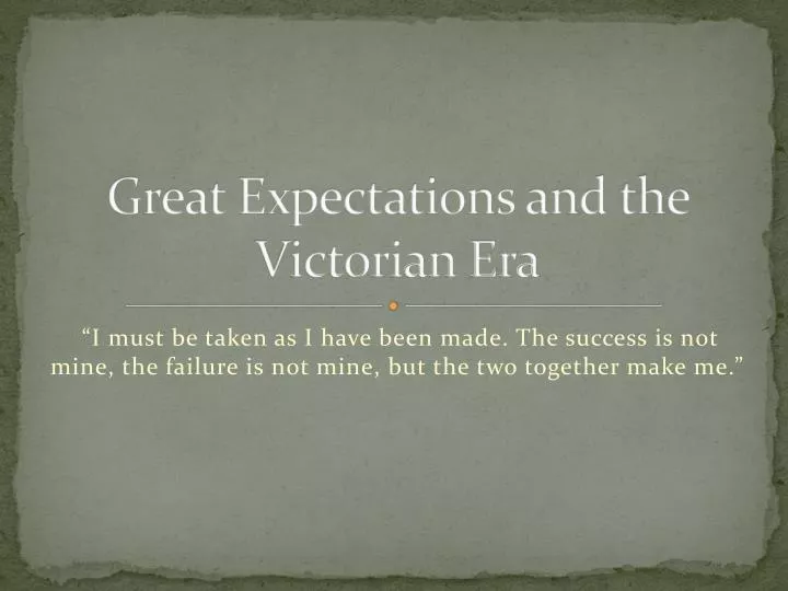 great expectations and the victorian era