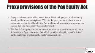 Proxy provisions of the Pay Equity Act