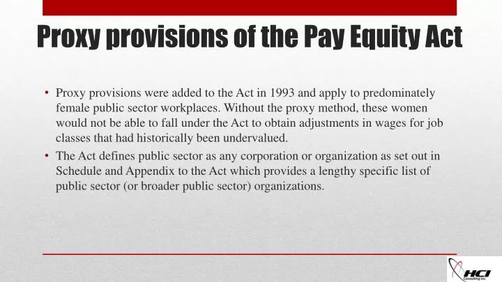 proxy provisions of the pay equity act