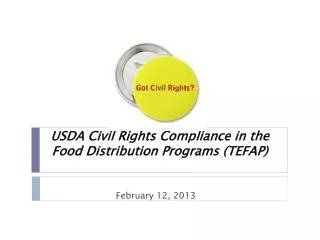 USDA Civil Rights Compliance in the Food Distribution Programs (TEFAP)