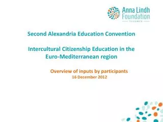 Second Alexandria Education Convention Intercultural Citizenship Education in the