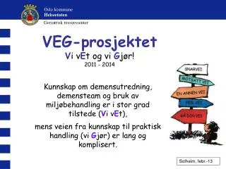 VEG-prosjektet V i v E t og vi G jør! 2011 - 2014