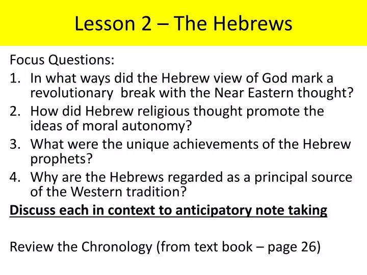 lesson 2 the hebrews
