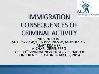 IMMIGRATION CONSEQUENCES OF CRIMINAL ACTIVITY