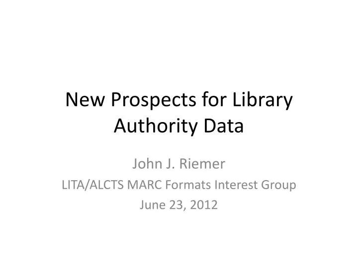 new prospects for library authority data