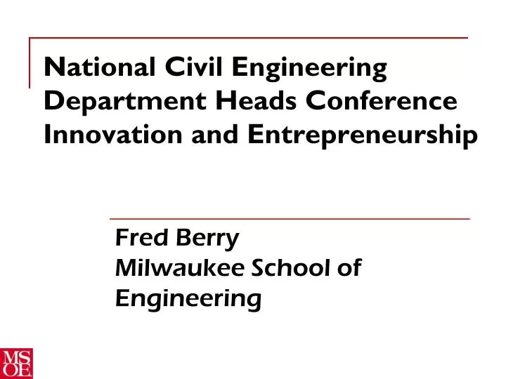 national civil engineering department heads conference innovation and entrepreneurship