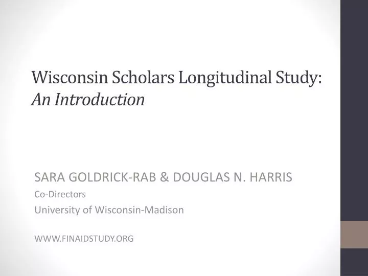 wisconsin scholars longitudinal study an introduction