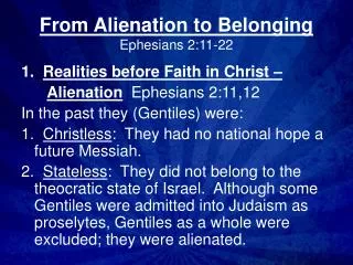 From Alienation to Belonging Ephesians 2:11-22