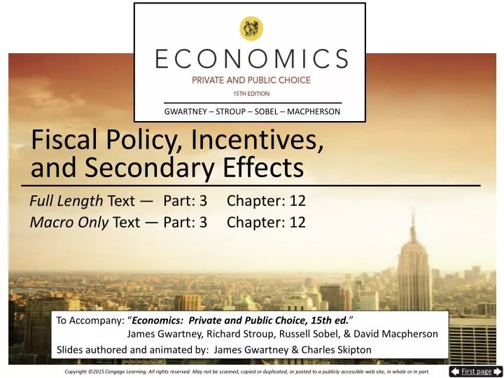fiscal policy incentives and secondary effects