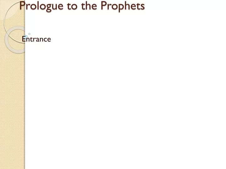 prologue to the prophets