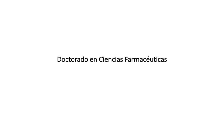 doctorado en ciencias farmac uticas