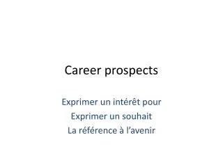 Career prospects