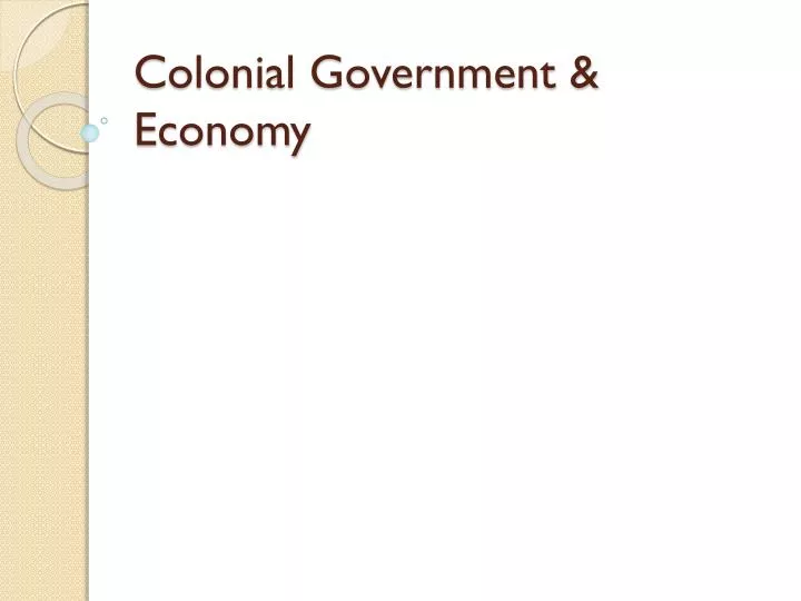 colonial government economy