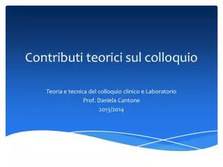 contributi teorici sul colloquio