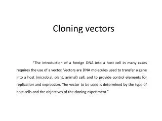 Cloning vectors
