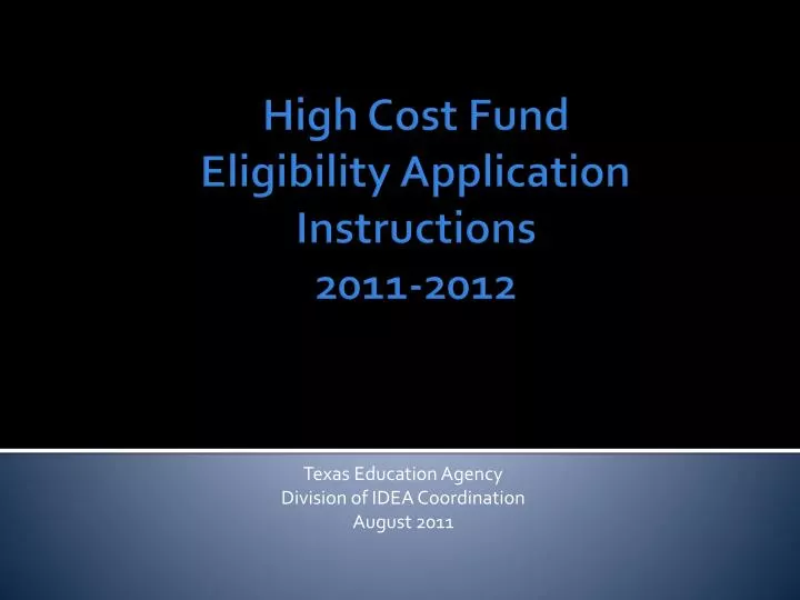 texas education agency division of idea coordination august 2011