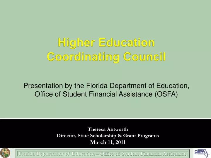presentation by the florida department of education office of student financial assistance osfa