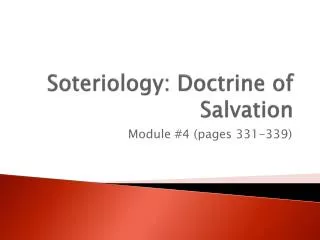 Soteriology: Doctrine of Salvation