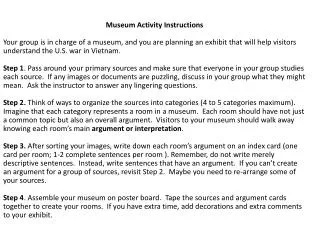 Museum Activity Instructions