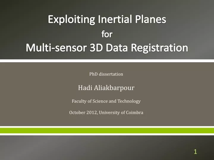 exploiting inertial planes for multi sensor 3d data registration