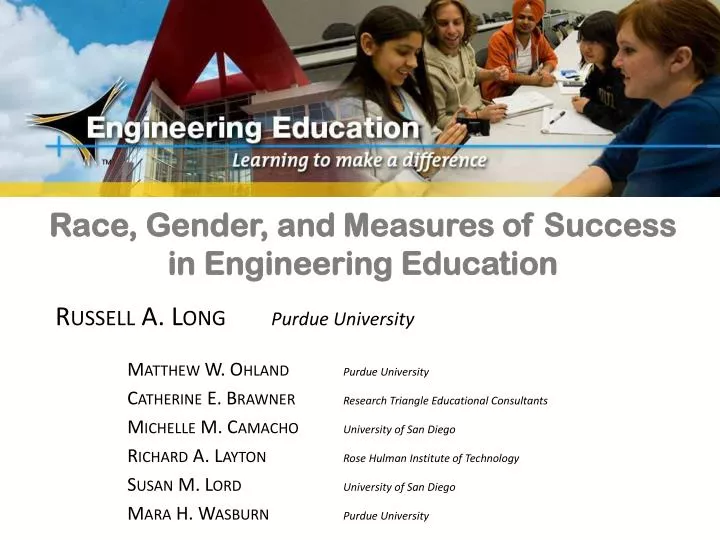 race gender and measures of success in engineering education