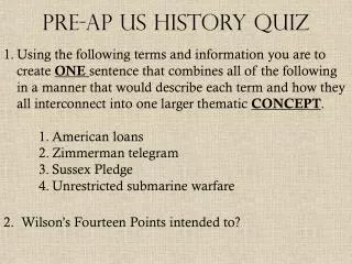 Pre-AP US History Quiz